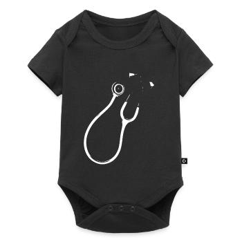 Schwarzweiß Stethoskop Linienkunst - Baby Premium Kurzarmbody - Schwarz - Vorne