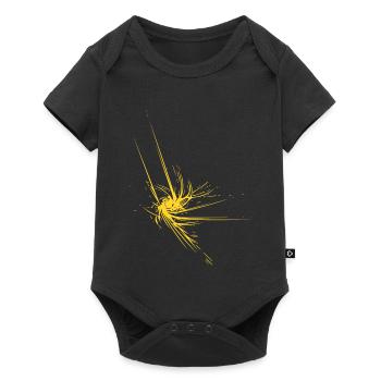 Gelbes Explosionsstern Muster - Baby Premium Kurzarmbody - Schwarz - Vorne