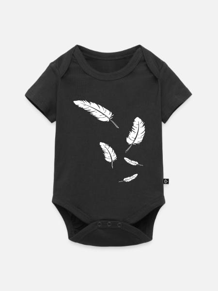 Weiße Federn auf Schwarz - Baby Premium Kurzarmbody - Schwarz