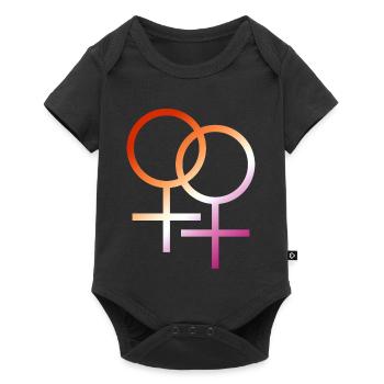 conception de t-shirt coloré symbole lesbienne lgbt - Body à manches courtes Premium Bébé - noir - Devant