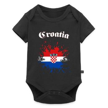 Kroatien Splatter Croatia - Baby Premium Kurzarmbody - Schwarz - Vorne