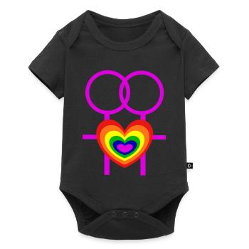 lesbian women female symbols CSD - Baby Premium short-sleeve bodysuit - black - Front
