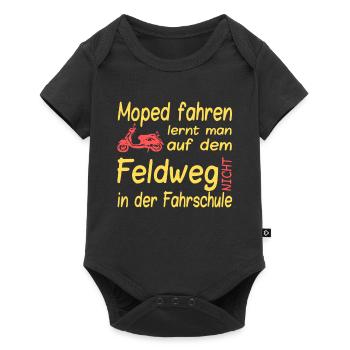 Feldweg Moped Spruch - Baby Premium Kurzarmbody - Schwarz - Vorne
