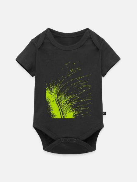 Abstrakte Feder / Linie / grün / Muster - Baby Premium Kurzarmbody - Schwarz