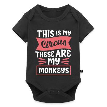 This Is My Circus My Monkeys Spruch - Baby Premium Kurzarmbody - Schwarz - Vorne