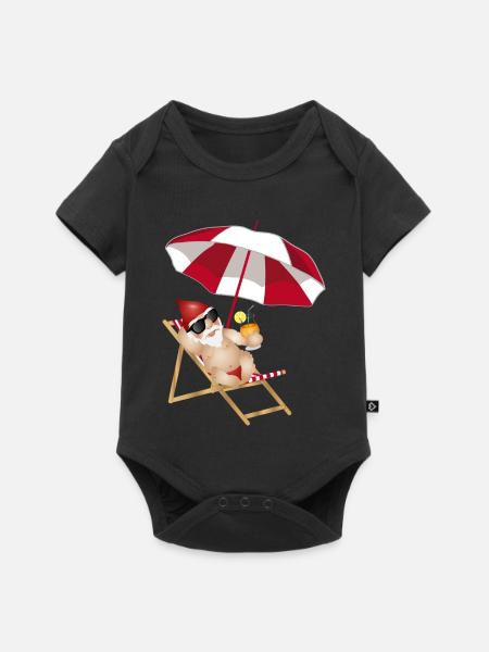 cooler Gartenzwerg im Liegestuhl am Strand - Baby Premium Kurzarmbody - Schwarz