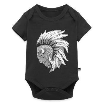 Kopf von Büffet - Baby Premium Kurzarmbody - Schwarz - Vorne