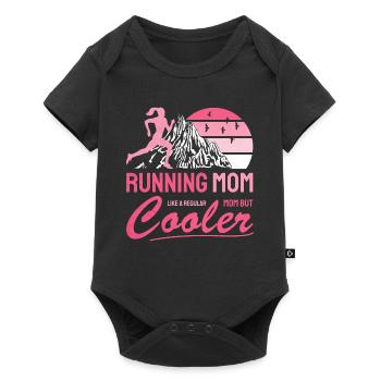 Running Mom Cooler Geschenk für Mama Läufer - Baby Premium Kurzarmbody - Schwarz - Vorne