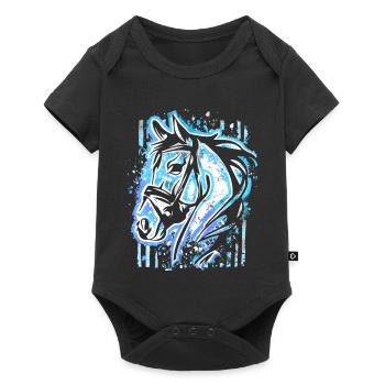 Blue Horse - Horse Head Drawing Horses Painting - Baby Premium short-sleeve bodysuit - black - Front