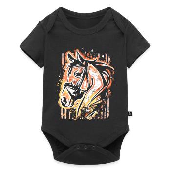 Horse - Colorful Horse's Head - Riding - Rider - Horse - Baby Premium short-sleeve bodysuit - black - Front