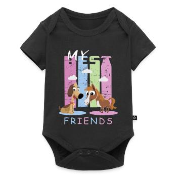 Horse and dog - Baby Premium short-sleeve bodysuit - black - Front