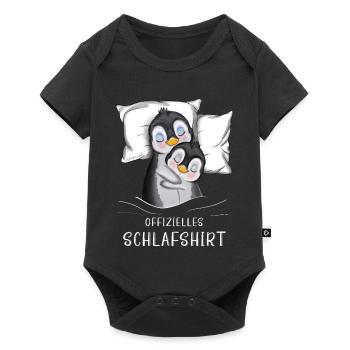 Offizielles Schlafshirt Pinguine - Baby Premium Kurzarmbody - Schwarz - Vorne
