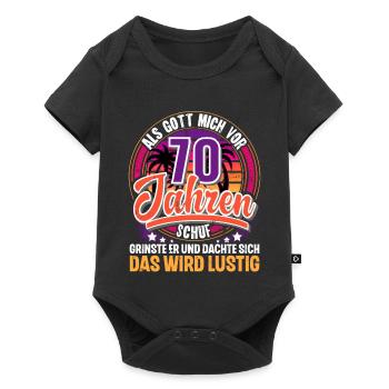 70. Geburtstag Als Gott Mich Schuf Vor - Baby Premium Kurzarmbody - Schwarz - Vorne
