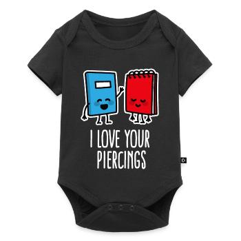 Funny I love your piercings, piercing, tattoo - Baby Premium short-sleeve bodysuit - black - Front