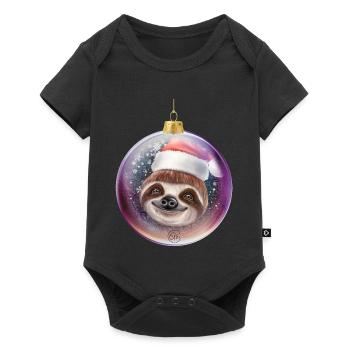 Drôle de paresseux pour Noël - Body à manches courtes Premium Bébé - noir - Devant