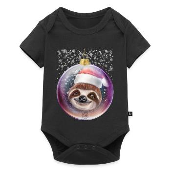 Funny Sloth Christmas Snow - Baby Premium short-sleeve bodysuit - black - Front
