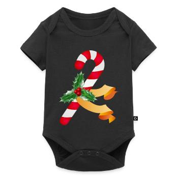 Candy cane and holly for the Christmas season - Baby Premium short-sleeve bodysuit - black - Front