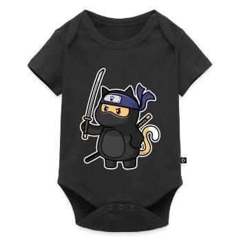 Humour Chat mignon Kawaii Chibi en Ninja Chat - Body à manches courtes Premium Bébé - noir - Devant