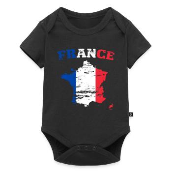 Carte murale de France Drapeau utilisé - Body à manches courtes Premium Bébé - noir - Devant