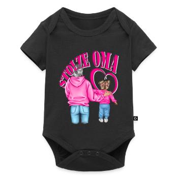 stolze Oma Enkelin Herz - Baby Premium Kurzarmbody - Schwarz - Vorne