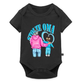 stolze Oma Enkel Herz blonde Haare - Baby Premium Kurzarmbody - Schwarz - Vorne
