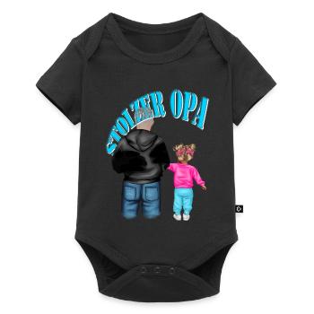 STOLZER OPA - Enkelin blonde Haare Kind Mädchen - Baby Premium Kurzarmbody - Schwarz - Vorne