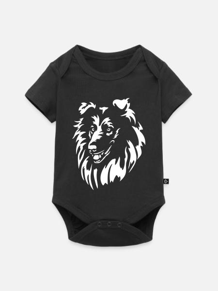 Collie Kopf "Black Edition" - Baby Premium Kurzarmbody - Schwarz