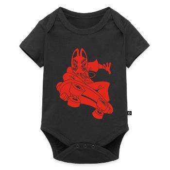 Renard rouge étrange en skateboard - Body à manches courtes Premium Bébé - noir - Devant