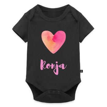T-shirt cadeau esthétique Ronja Pink Heart Girl - Body à manches courtes Premium Bébé - noir - Devant