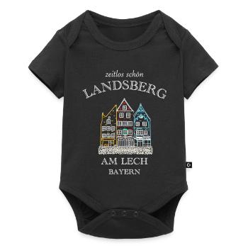 Landsberg am Lech, bunte Häuserzeile, Bayern - Baby Premium Kurzarmbody - Schwarz - Vorne