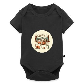 Camping adventure with motorhome - Baby Premium short-sleeve bodysuit - black - Front