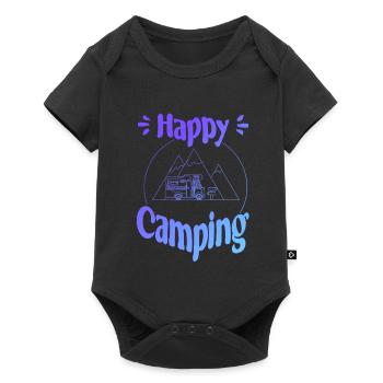 Happy Camping - conception graphique joyeuse et cool - Body à manches courtes Premium Bébé - noir - Devant