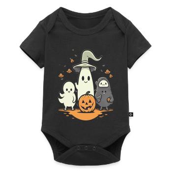 Cuddly Halloween Ghosts with Pumpkin - Baby Premium short-sleeve bodysuit - black - Front