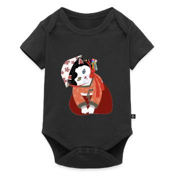 Cat wearing korean traditional costume, hanbok - Baby Premium short-sleeve bodysuit - black - Front
