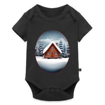 Wooden house, Christmas hut - Baby Premium short-sleeve bodysuit - black - Front