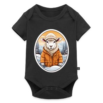 Cute cuddly sheep - Baby Premium short-sleeve bodysuit - black - Front