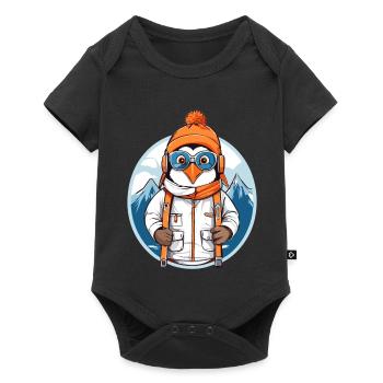 Cute penguin with wool hat - Baby Premium short-sleeve bodysuit - black - Front