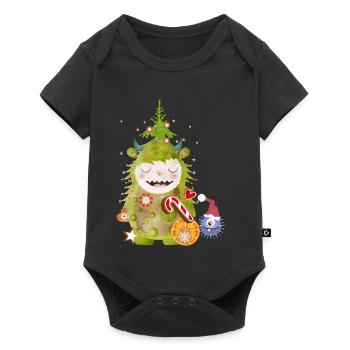 Un grand et un petit monstre célèbrent Noël - Body à manches courtes Premium Bébé - noir - Devant