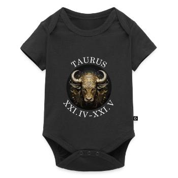 Ornement du zodiaque Taureau Taureau doré - Body à manches courtes Premium Bébé - noir - Devant
