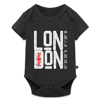 London Flag Distressed Typo - Baby Premium short-sleeve bodysuit - black - Front