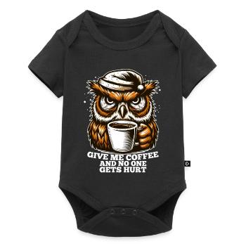 Owl Coffee Tired Gift - Baby Premium short-sleeve bodysuit - black - Front