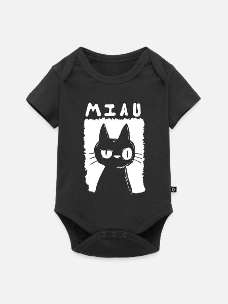 Miau - Baby Premium Kurzarmbody - Schwarz