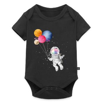 Astronaut with colorful planets as balloons - Baby Premium short-sleeve bodysuit - black - Front