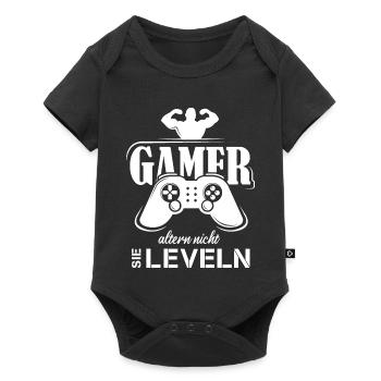 gamer funny sayings level gaming fitness strong - Baby Premium short-sleeve bodysuit - black - Front