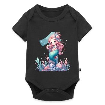 1 Jahr Meerjungfrau süß Geburtstag Geschenk - Baby Premium Kurzarmbody - Schwarz - Vorne