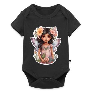 Little fairy with flowers - Baby Premium short-sleeve bodysuit - black - Front