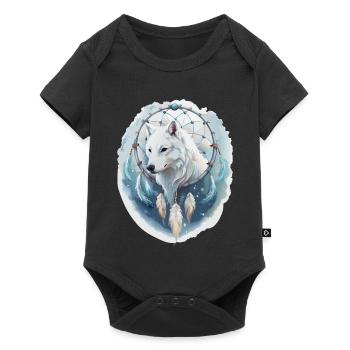 Wolf im Traumfänger - Mystisches Design. - Baby Premium Kurzarmbody - Schwarz - Vorne