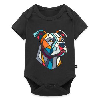 Staffordshire geometric bull terrier, staffy - Baby Premium short-sleeve bodysuit - black - Front