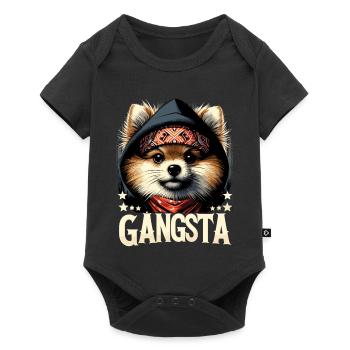 Petit cadeau de chien Spitz Gangsta Gangster - Body à manches courtes Premium Bébé - noir - Devant