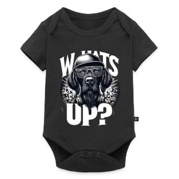 German Wirehaired Gangster What's Up Dog Gesche - Baby Premium short-sleeve bodysuit - black - Front